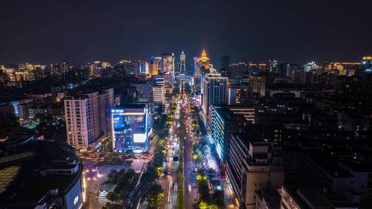 杭州武林广场夜景航拍延时