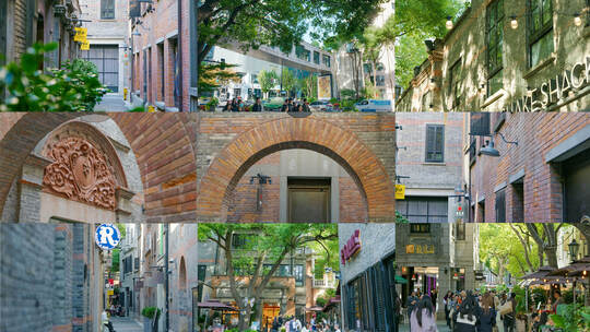 上海新天地石库门商业街区高清在线视频素材下载
