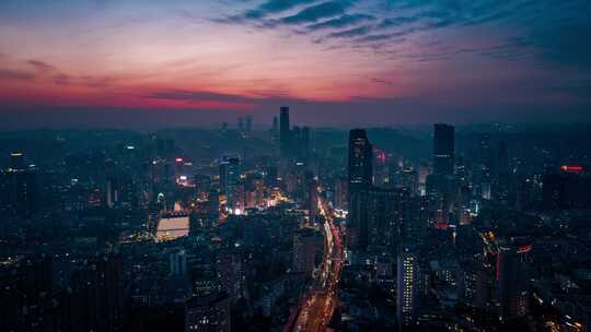 贵州贵阳云岩区城市夜景航拍