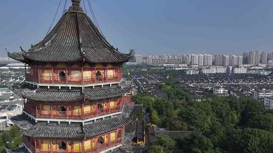 航拍苏州北寺塔报恩寺视频素材模板下载