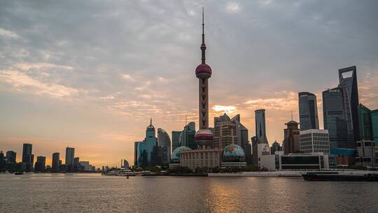 8k延时上海清晨日出东方明珠塔视频素材模板下载