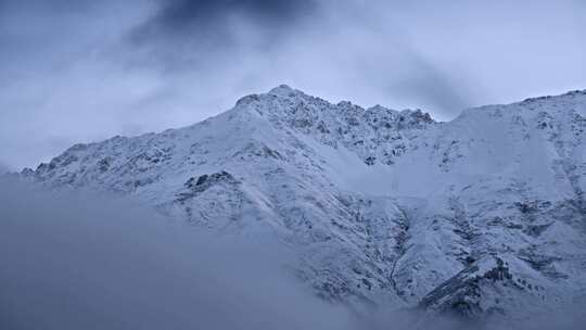 山，雪，白雪覆盖，云