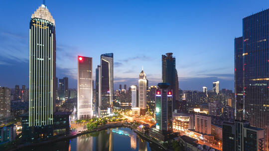 延时摄影武汉城市金融街地标天际线高楼夜景