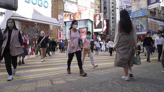 香港行人过马路视频素材模板下载