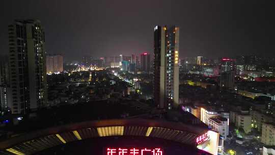 航拍广西钦州城市夜景灯光