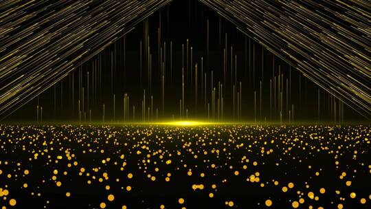 金色粒子光线三维空间舞台背景AE模板