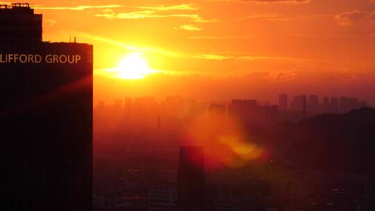 城市日出，太阳升起延时4k视频素材