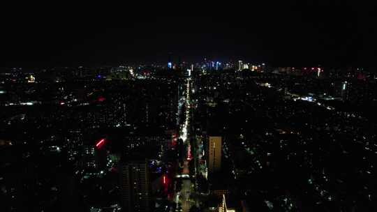 济南老城区泉城市广场夜景灯光航拍