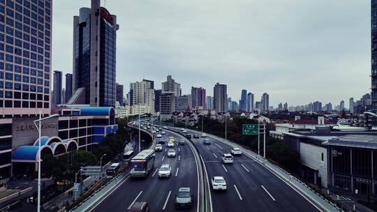 上海静安商圈延安高架视频素材模板下载