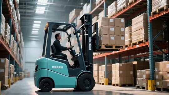 仓库内叉车司机搬运货物