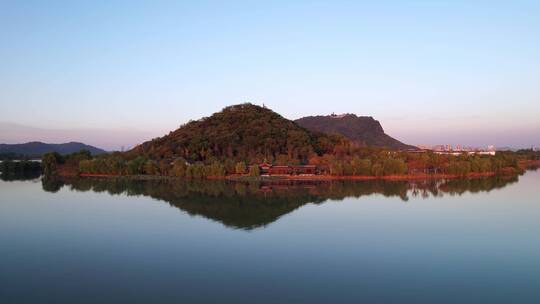 杭州湘湖旅游度假风景区压湖山航拍