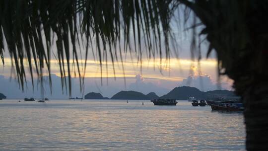 越南海港的日落景观
