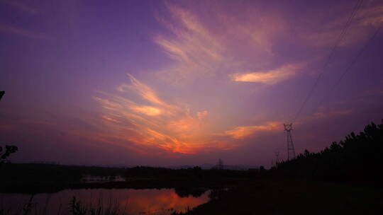 夕阳落日余晖晚霞延时视频素材模板下载