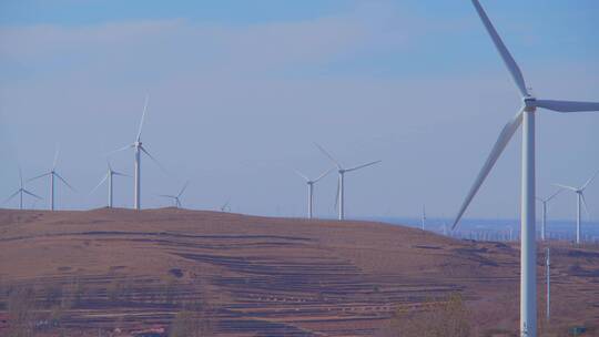 4K 风车山风力发电、绿色清洁能源