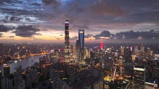 上海夜景 陆家嘴夜景 金融城 城市晚霞