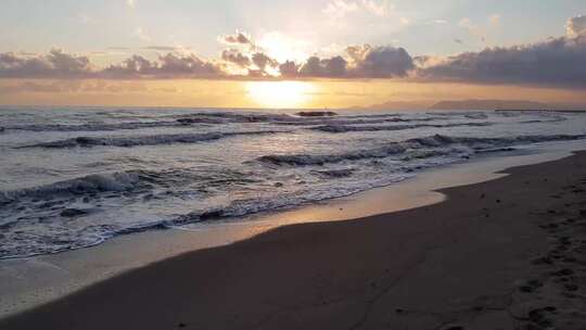 海边日落海滩天空夕阳景观