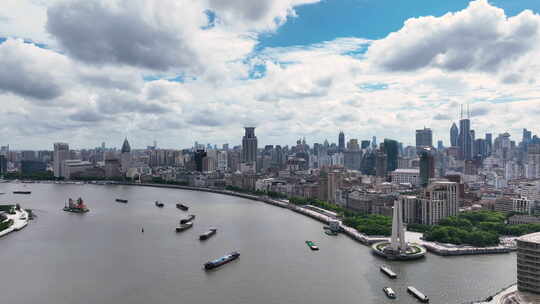 上海黄浦江畔城市风光全景