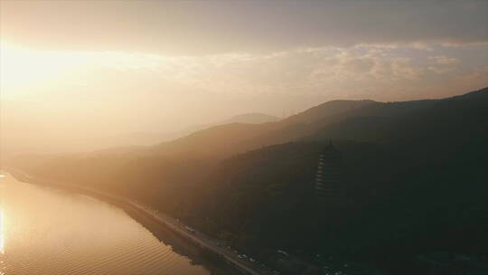 杭州西湖 六和塔 航拍 日出日落 风景