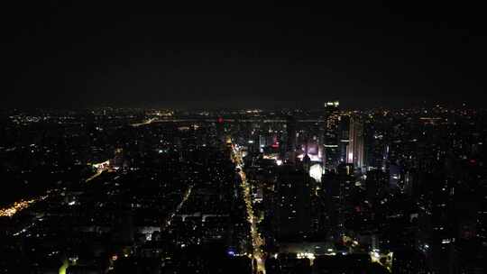 江苏南京城市夜景灯光航拍