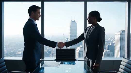 商务人士办公室握手合作