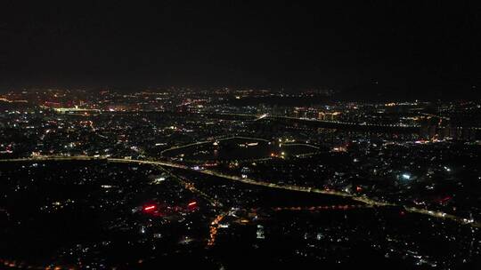 泉州市区夜景航拍500米高空泉州城市大景