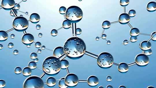 带有水珠的分子结构模型展示