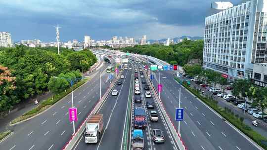 城市道路车辆堵车景象航拍合集