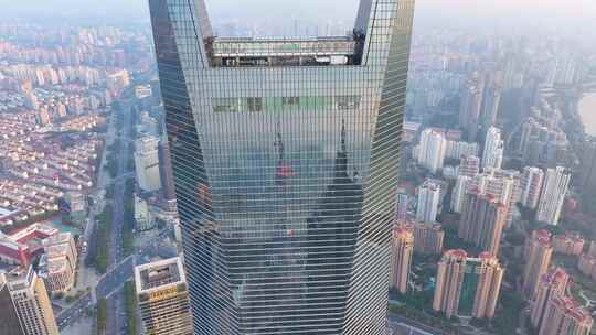 上海浦东新区航拍陆家嘴上海环球金融中心