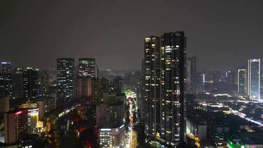 航拍成都锦江区春熙路商圈夜景