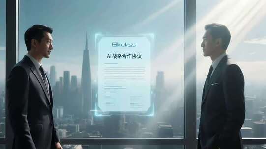 商务人士讨论AI战略合作协议