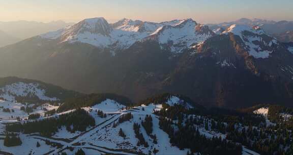 Morzine，雪，山，树