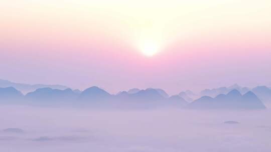 航拍贵州日出晨雾云海