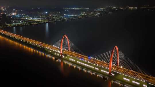 杭州之江大桥延时夜景