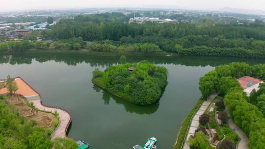 西安市大明宫遗址公园汉城湖视频素材模板下载