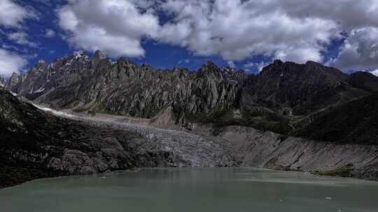 西藏那曲地区布加雪山冰川冰湖高空航拍