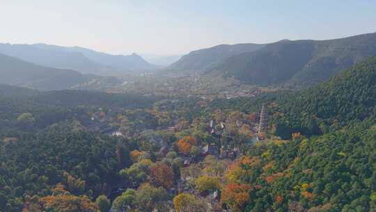 4k航拍山东济南灵岩寺秋景