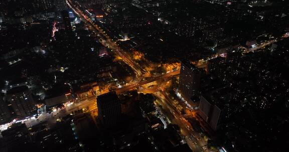 广州客村立交航拍夜景交通