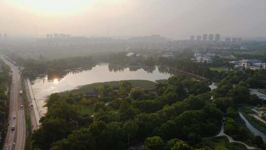 江苏 雨后 雾气 夕阳 镇江