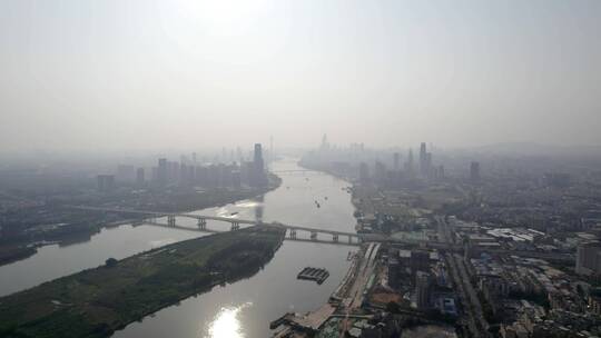 2022广州天河东圃特大桥珠江新城日落视频素材模板下载