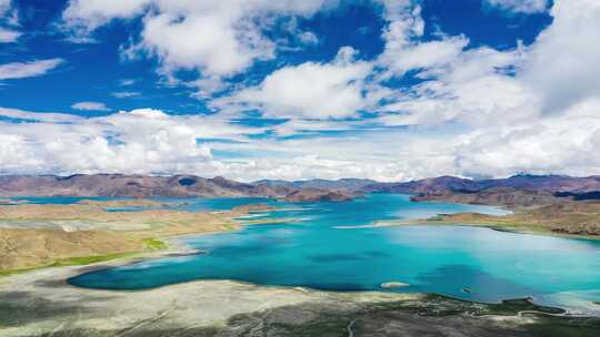 西藏羊卓雍错湖泊航拍自然风光延时合辑