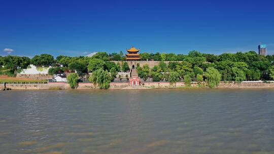 湖南洞庭湖风光带岳阳楼风景区航拍