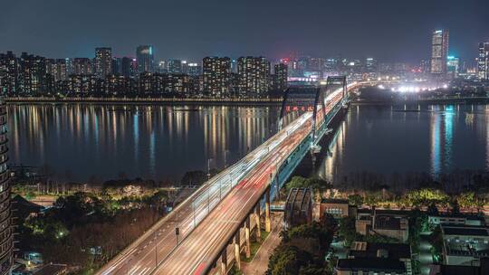 杭州复兴大桥夜晚车流延时