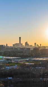 北京国贸CBD城市天际线日落日转夜大气