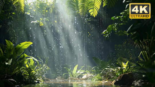 风景雨景花中雨景田园风景唯美视频素材1