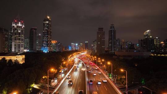 上海延安高架夜景航拍