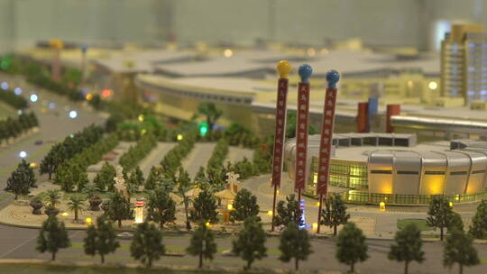 浙江义乌城市规划展示馆-城市模型视频素材模板下载