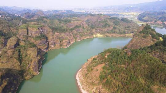 4K航拍湖南怀化思蒙国家丹霞湿地公园视频素材模板下载