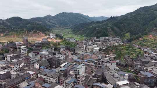 侗族特色建筑程阳八寨风景航拍