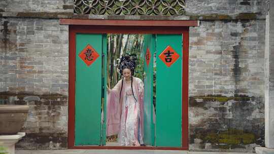 唯美古风汉服美女古装美女古典美逛灯会