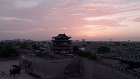 山西晋中平遥古城航拍全景